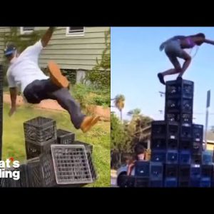 The Viral Milk Crate Challenge, Explained and Discouraged By Health Experts