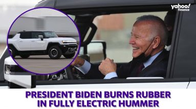 President Biden test drives GM’s fully electric Hummer