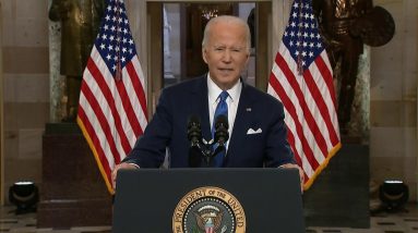 President Biden and Vice President Harris deliver remarks from National Statuary Hall